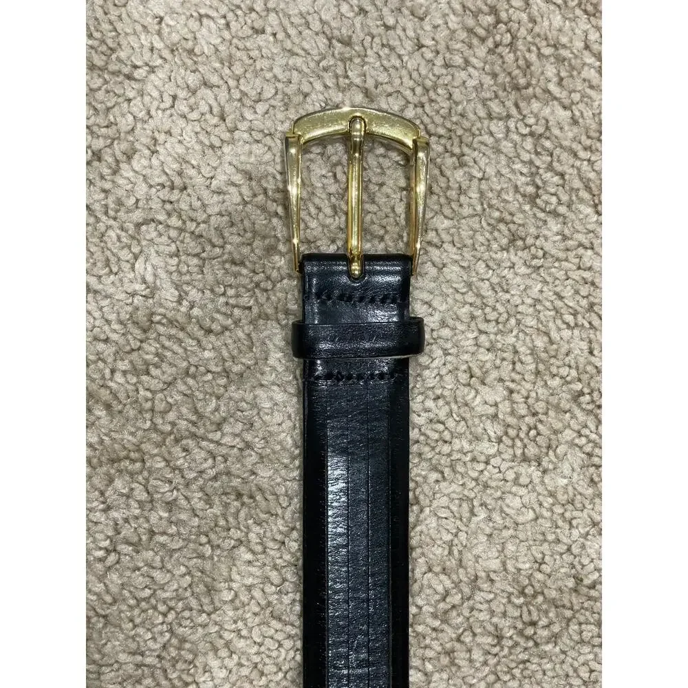 Torino 5540 Mens Anline Kipskin Shoulders Black Leather Belt Size 42 Gold Buckle